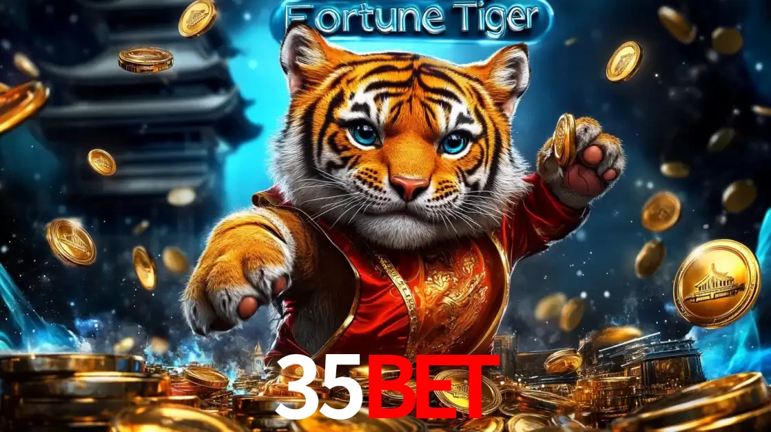 Imagem promocional do jogo de slot Fortune Tiger, com um tigre majestoso em traje tradicional cercado por uma fortuna em moedas de ouro, disponível agora no cassino 35BET.